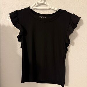 Black Ruffle Sleeve Top